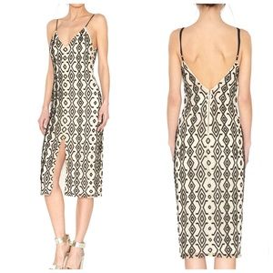Alice + Olivia Beaded Geometric Arlette Midi Dress